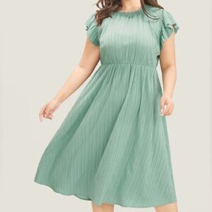 Bloomchic Solid Striped Flutter Maxi Dress